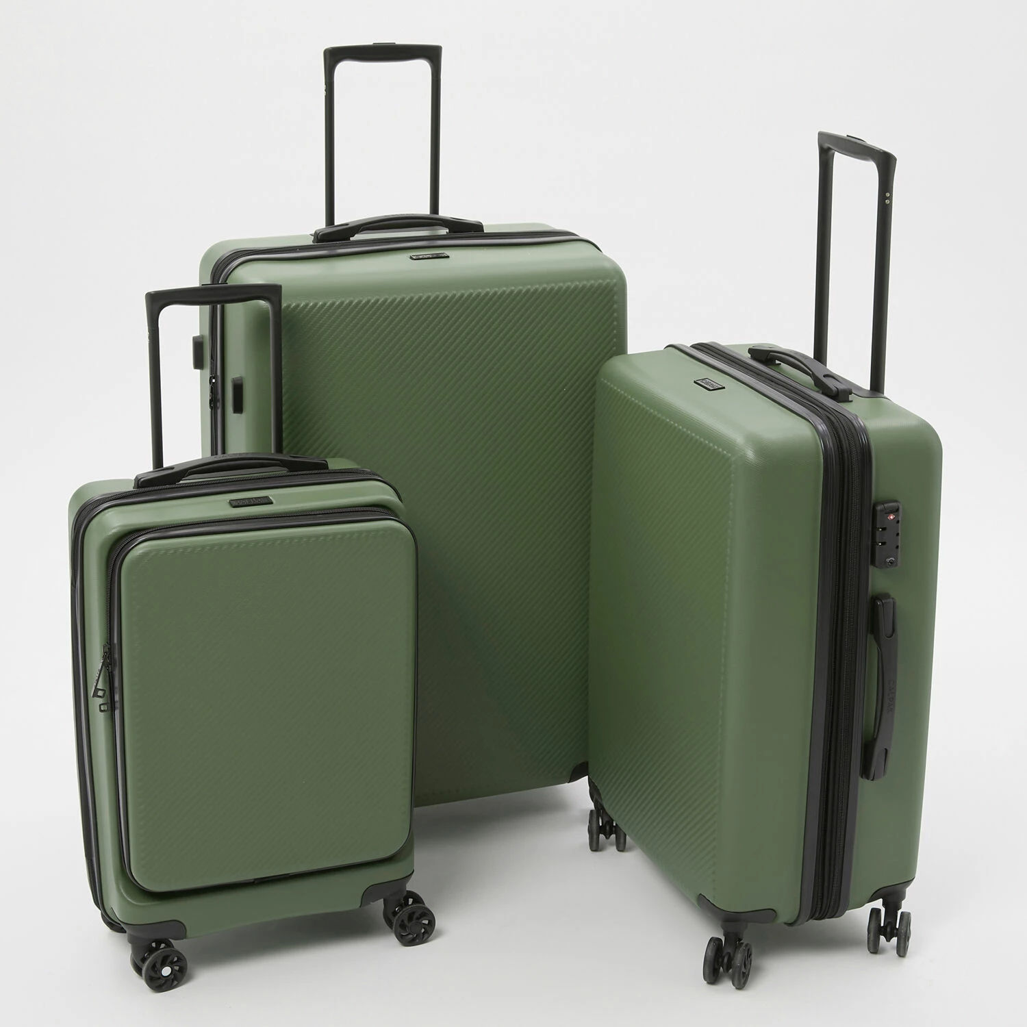 Calpak Green Ribbed Hardcase Suitcases 3 Calpak Green Ribbed Hardcase Suitcases
