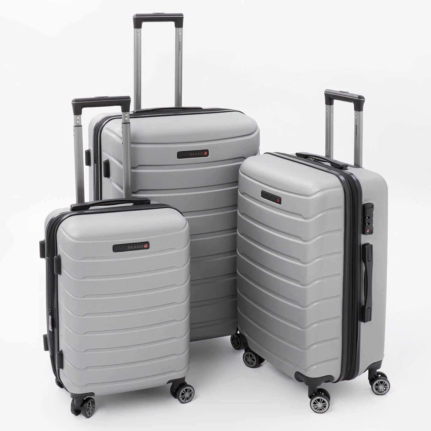 Swiss Brand Grey Nashville Hardshell Suitcases 3 Swiss Brand Grey Nashville Hardshell Suitcases