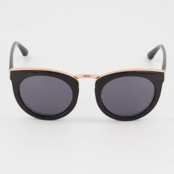 French Connection Black & Rose Gold Oval Sunglasses
