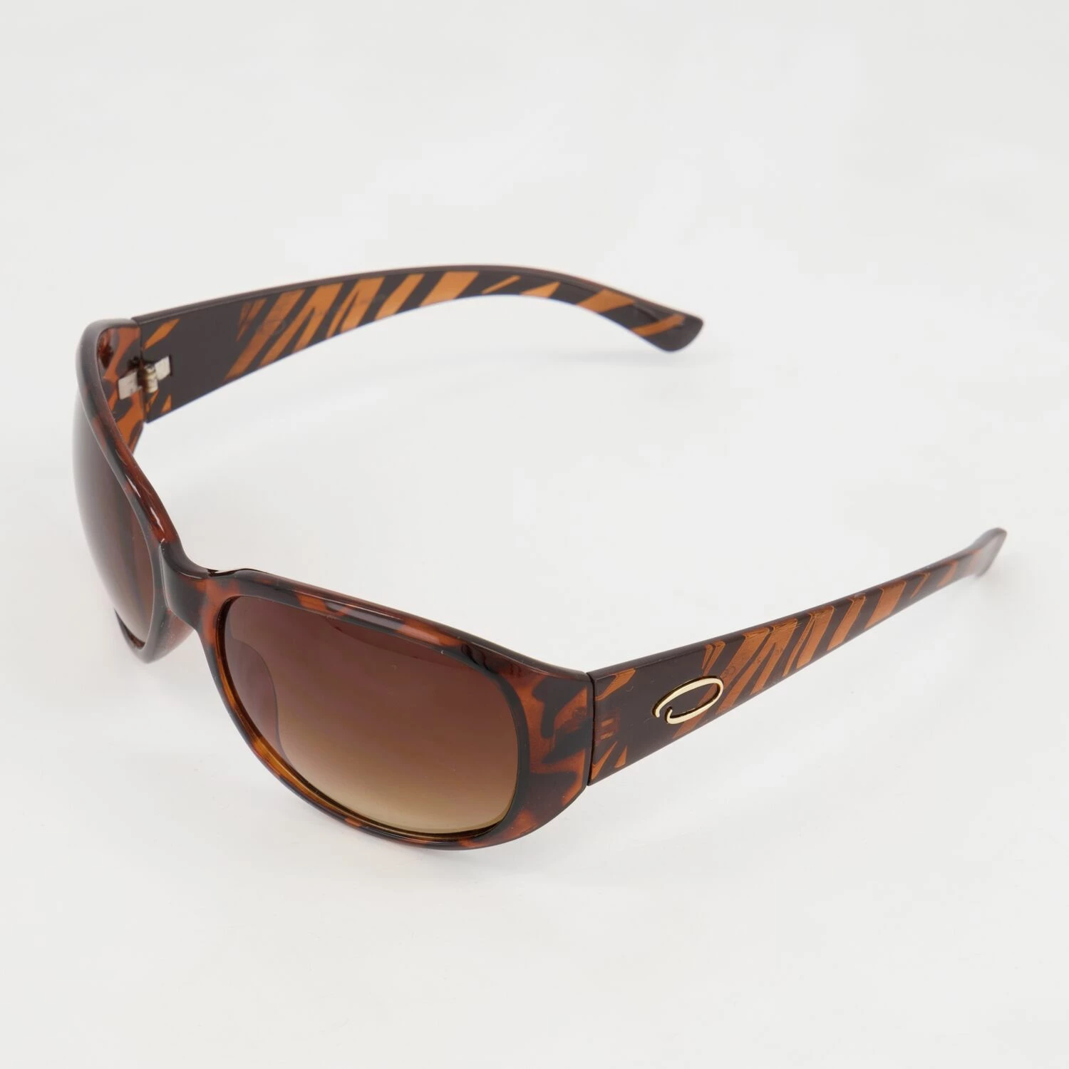 Oscar De La Renta Brown Zebra Stripe Round Wrapped Sunglasses 4 Oscar De La Renta Brown Zebra Stripe Round Wrapped Sunglasses - Image 2