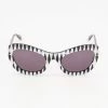 Moschino Black & White Striped Round Sunglasses