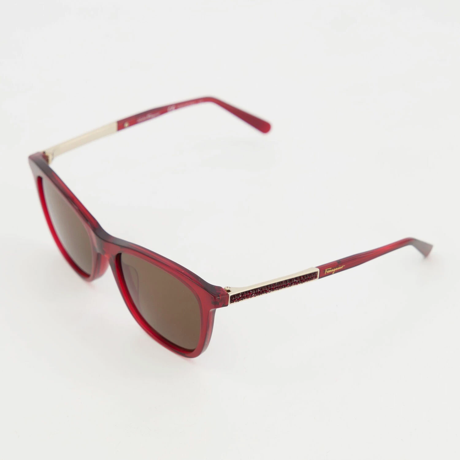 Ferragamo Transparent Red Crystal Arm Cat Eye Sunglasses 4 Ferragamo Transparent Red Crystal Arm Cat Eye Sunglasses - Image 2