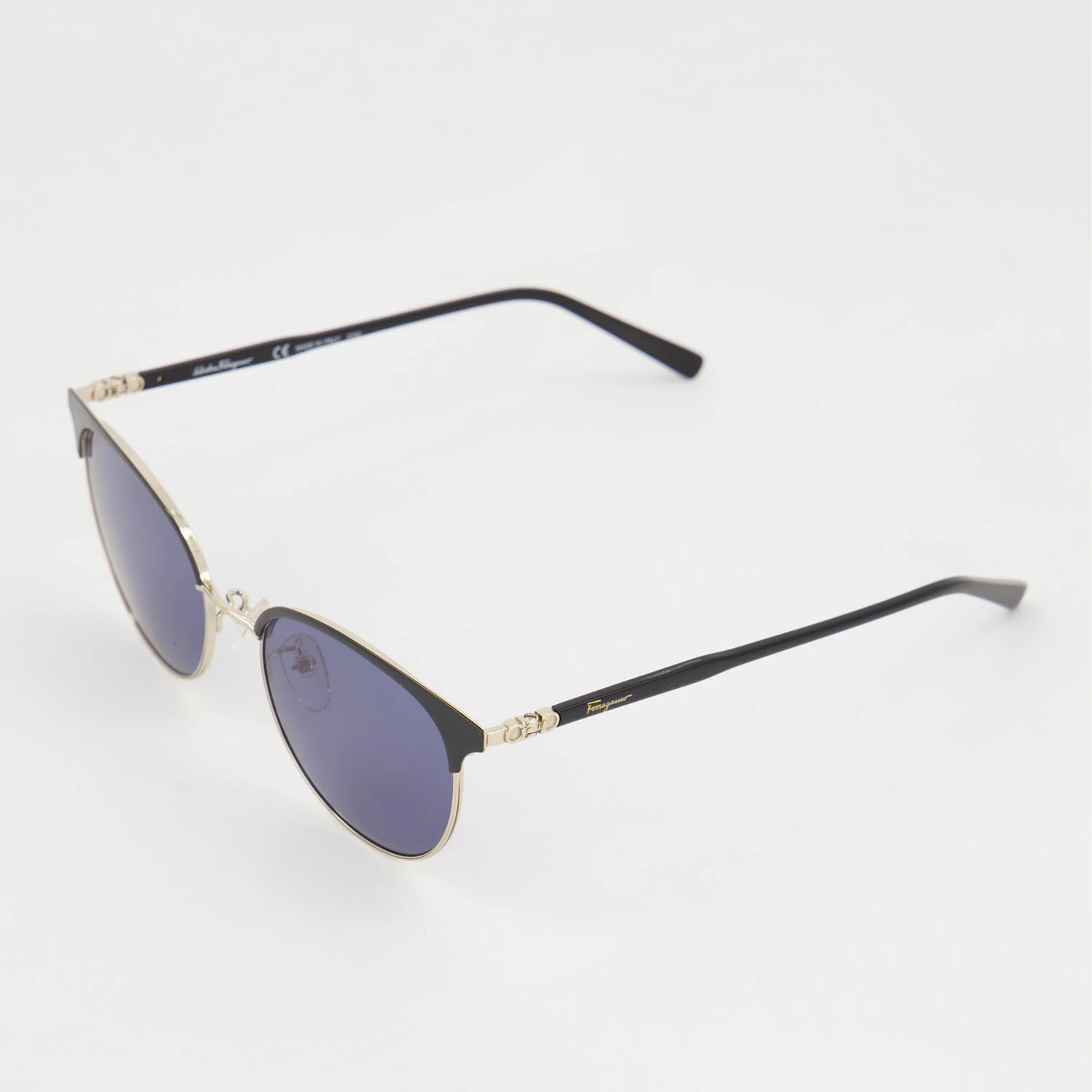 Salvatore Ferragamo Black & Pale Gold Cat Eye Sunglasses 4 Salvatore Ferragamo Black & Pale Gold Cat Eye Sunglasses - Image 2