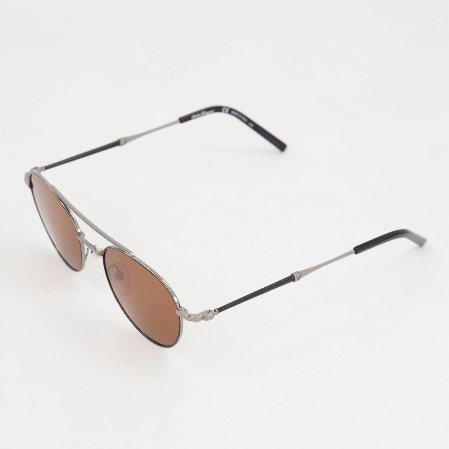 Salvatore Ferragamo Black & Silver Tone Aviator Sunglasses 4 Salvatore Ferragamo Black & Silver Tone Aviator Sunglasses - Image 2