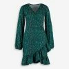 Gini London Green Leopard Patterned Jersey Wrap Dress -Women's Holiday Shop 15612726 large wl 01