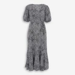 Gini London Black Patterned Wrap Dress
