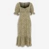 Gini London Green Animal Pattern Midi Dress