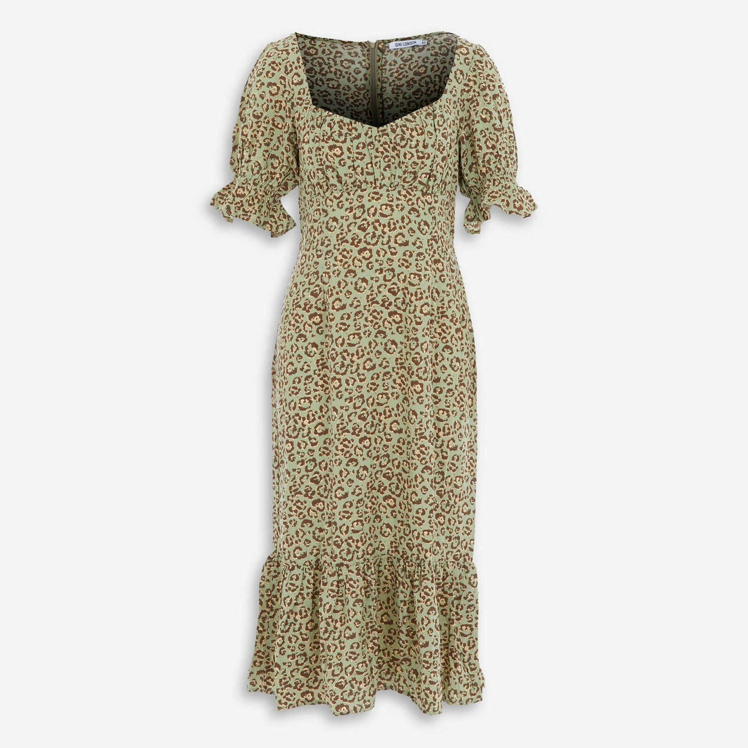 Gini London Green Animal Pattern Midi Dress 3 Gini London Green Animal Pattern Midi Dress