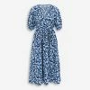 Gini London Blue Animal Print Wrap Front Midi Dress -Women's Holiday Shop 15612756 large wl 01