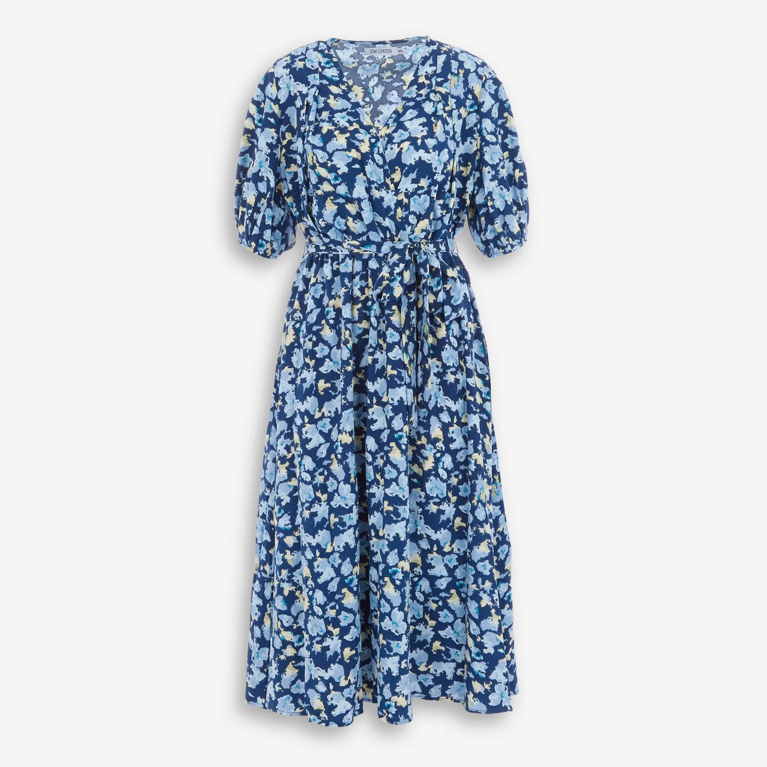 Gini London Blue Animal Print Wrap Front Midi Dress 3 Gini London Blue Animal Print Wrap Front Midi Dress