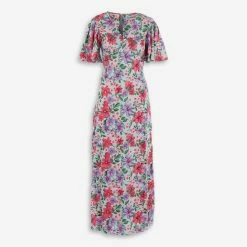 Gini London Multicoloured Satin Floral Maxi Dress