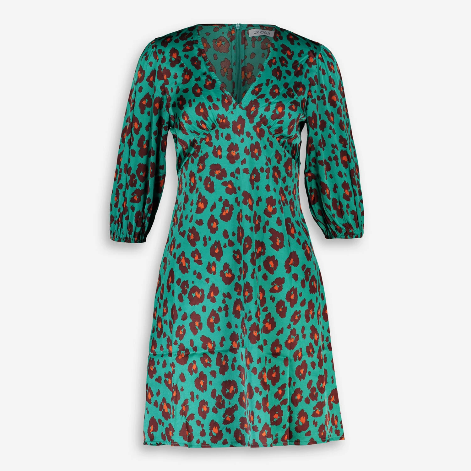 Gini London Teal Leopard Satin Mini Dress 3 Gini London Teal Leopard Satin Mini Dress