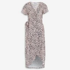 Gini London Blush Animal Pattern Wrap Midi Dress