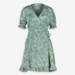 Gini London Green & White Paisley Wrap Dress