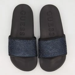 Guess Denim Diamante Sliders