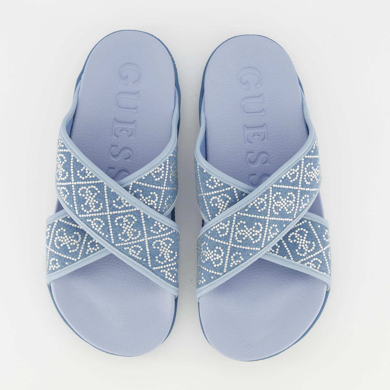 Guess Blue Embellished Strap Sliders 3 Guess Blue Embellished Strap Sliders