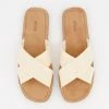 Guess Cream Branded Cross Strap Flat Sandals -Women's Holiday Shop 25505742 large wl 01