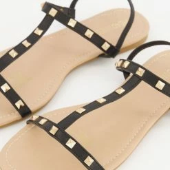 Head Over Heels Black Lolly Stud Flat Sandals -Women's Holiday Shop 25528099 large wl 03