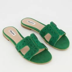 Dune Green Looper Flat Sandals
