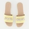 Karl Lagerfeld Yellow Suede Embellished Sliders