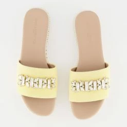 Karl Lagerfeld Yellow Suede Embellished Sliders
