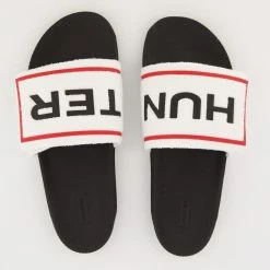 Hunter White Terry Towelling Sliders
