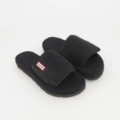 Hunters Black Toweling Beach Sliders