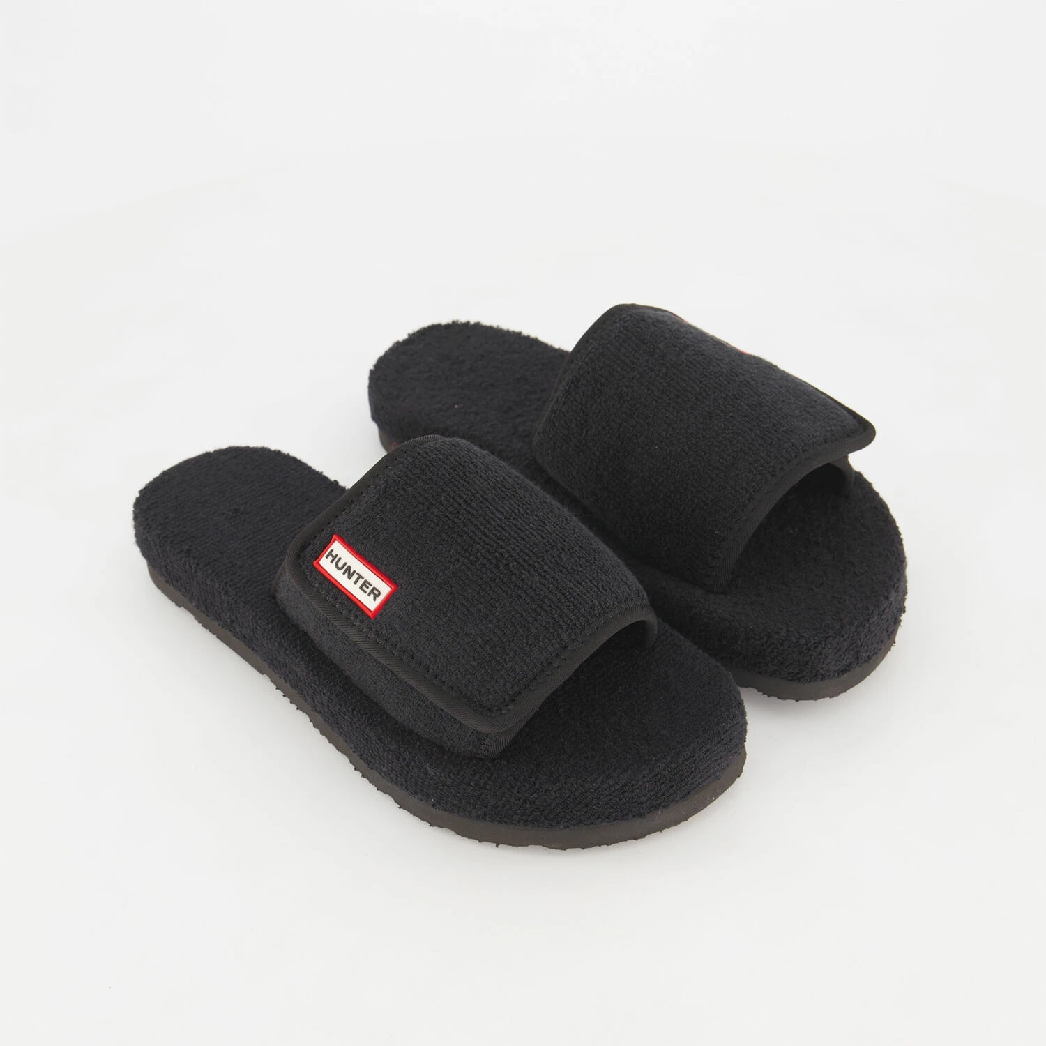 Hunters Black Toweling Beach Sliders 3 Hunters Black Toweling Beach Sliders