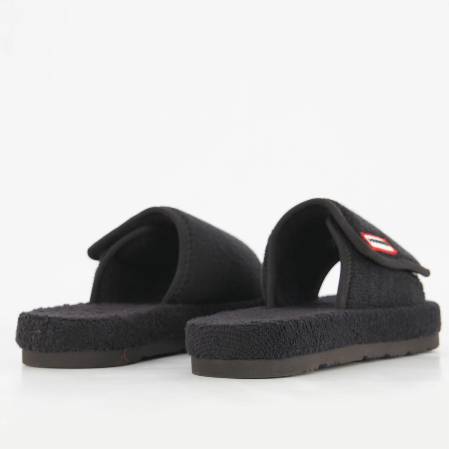 Hunters Black Toweling Beach Sliders 4 Hunters Black Toweling Beach Sliders - Image 2