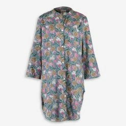 Sand & Spirit Grey Floral Patterned Shirt Dress