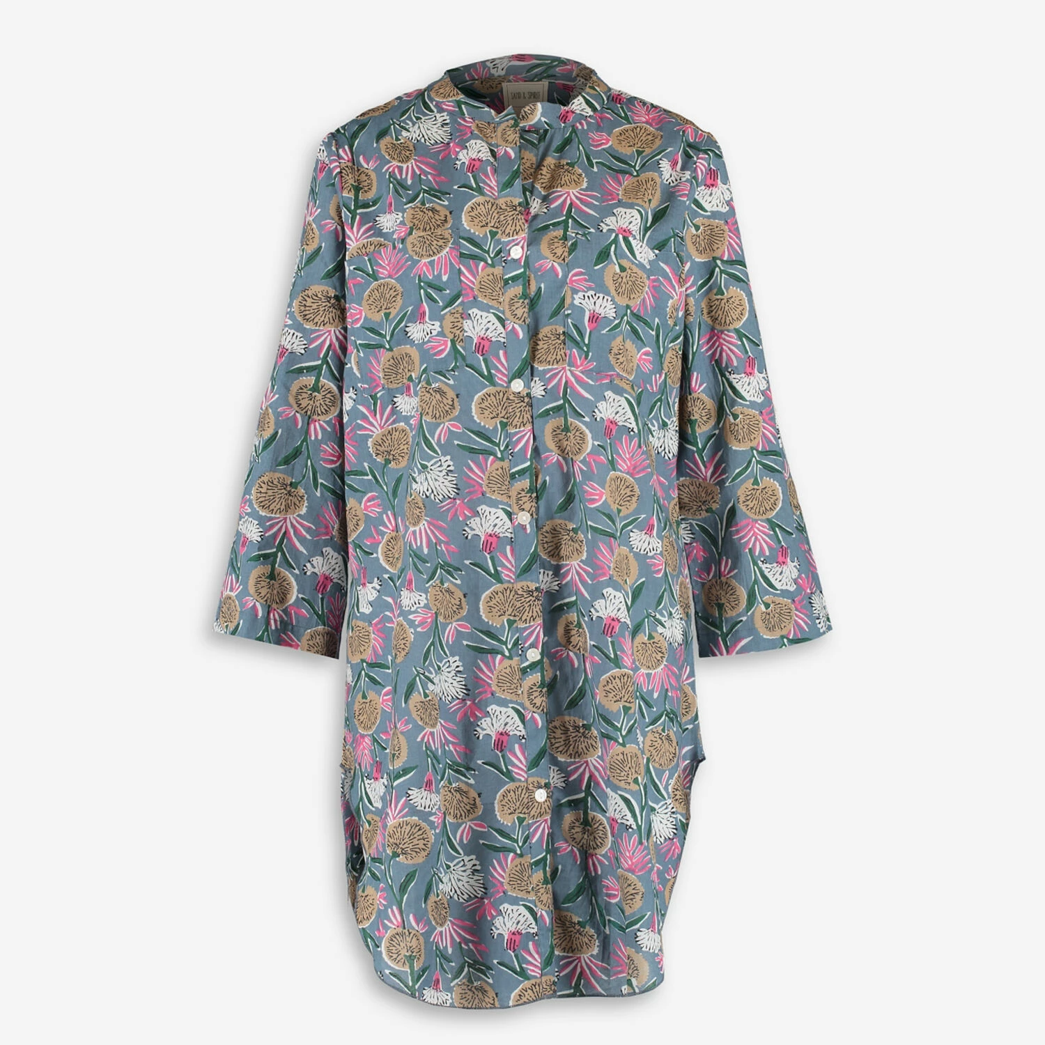 Sand & Spirit Grey Floral Patterned Shirt Dress 3 Sand & Spirit Grey Floral Patterned Shirt Dress