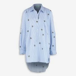 True Destinations Blue & White Striped Bubble Bee Shirt