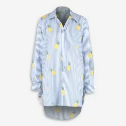 True Destinations Blue & White Striped Shirt Dress