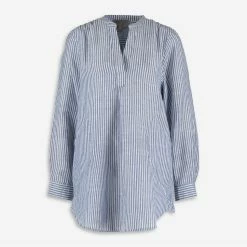 Forcynthia Blue & White Bengal Striped Cover Up