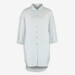 C & C California Blue Linen Blend Striped Beach Dress