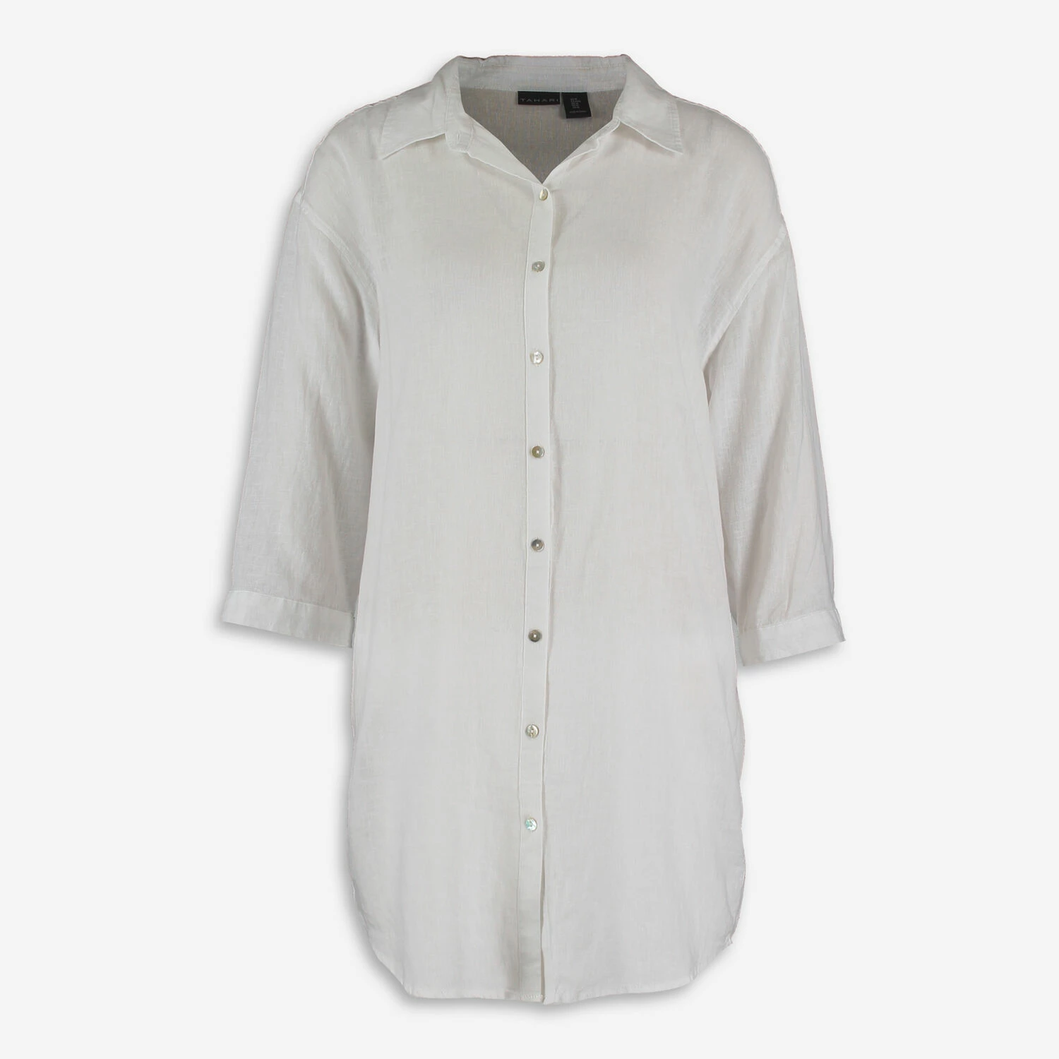 Tahari White longline Beachshirt 3 Tahari White longline Beachshirt