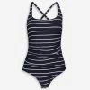 Nautica Striped Ruched Swimsuit -Women's Holiday Shop 51232059 large wl 01