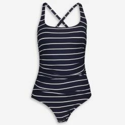 Nautica Striped Ruched Swimsuit