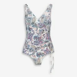 Niptuck Swim White Paisley Print Swimsuit