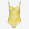 Niptuck Swim Yellow Paisley Print Swimsuit