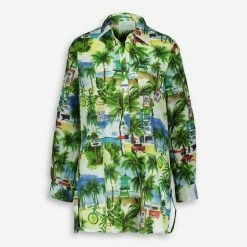 True Destinations Multicolour Plam Beach Pattern Beach Shirt