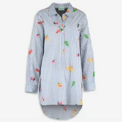 True Destinations Blue Stripe Fruit Coverup