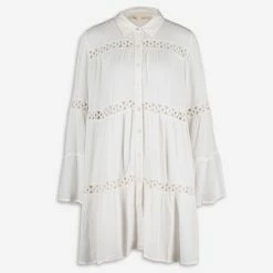 Wishing Waves White Beach Shirt Dress