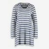 DKNY Gulf Blue Striped Longline Hoodie -Women's Holiday Shop 51236232 large wl 01