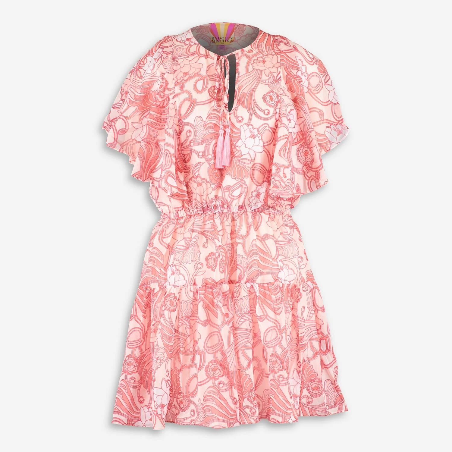 Badgley Mischka Pink Floral Patterned Mini Dress 3 Badgley Mischka Pink Floral Patterned Mini Dress