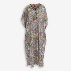 Badgley Mischka Blue & Multicolour Floral Patterned Kaftan
