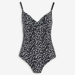 DKNY Black & White Distorted Animal Pattern Swimsuit