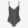 DKNY Black & White Animal Pattern Tummy Control Swimsuit -Women's Holiday Shop 51237233 large wl 01