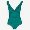 DKNY Green Ruffle Ruched Waist Swimsuit -Women's Holiday Shop 51237352 large wl 01