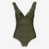 DKNY Moss Green Ruffle Swimsuit 1 DKNY Moss Green Ruffle Swimsuit -Women's Holiday Shop 51237404 large wl 01